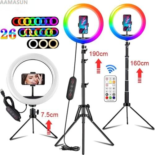 10 Inch RGB Ring Light Tripod LED Selfie Ring Light with Stand RGB 26 Colors Video Light for Youtube Tik Tok aro de luz