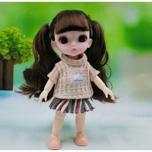 New 16cm Bjd Doll Toy 13 Movable Joints 3D Big Eyes Cute Baby Girl Dress Up Fashion Doll Multicolor Hair Girl Toy Christmas Gift