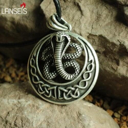 Lanseis10pc norse snake totem necklace symbolizes regeneration and rebirth,men pendant symbol need to shed old identities