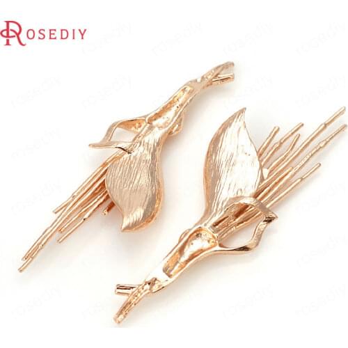 31308-G)6PCS 45x20MM 24K Champagne Gold Color Brass Tree or Flower Charms Pendants Jewelry Making Supplies Diy Accessories