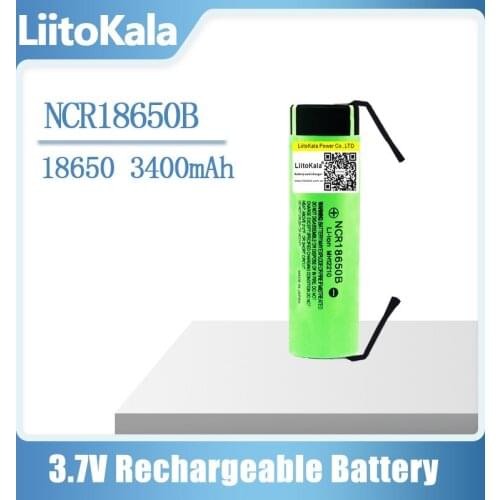 Hot LiitoKala NEW original NCR18650B 3.7V 3400mAh 18650 rechargeable lithium battery for battery + DIY nickel