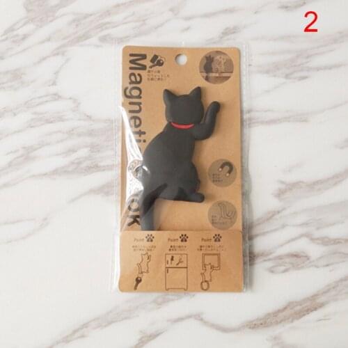 Cat Shape Magnetic Wall Mount Keys Hook Fridge Magnet Hanging Hook Door Decor GQ