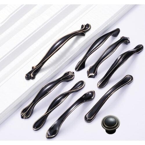 Metal Furniture Drawer Door Pull Handle Black Gold Cupboard Kitchen Wardrobe Cabinet Closet Dresser Zinc Hardware Handle Knob