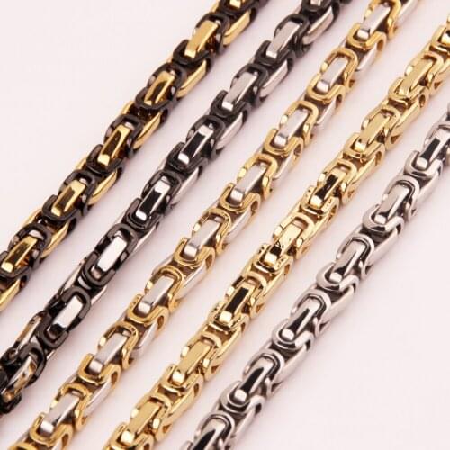 60cm*5mm Four Style 316L Stainless Steel Pure Handmade Byzantine Chain Necklaces For Men Boy,High Quality Lowest Price