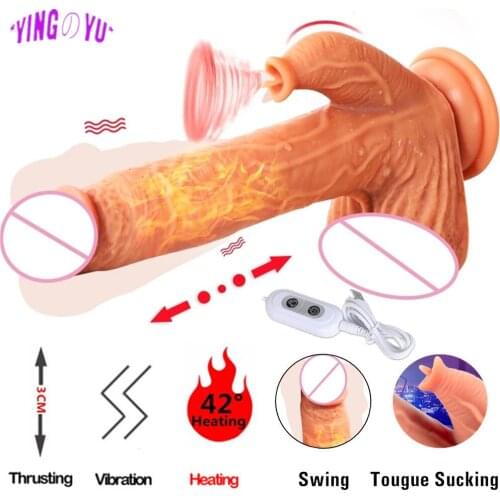 Heating Swing Dildo Penis Tongue Sucking Automatic Female Vibrator for Women Couples Sex Machine Erotic Sex Toys Adults Games