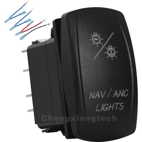 Nav/Anc Lights Rocker Switch Red Led Light 7Pin Laser On/Off/On 20A/12V Bar Toggle Switch with Jumper Wires for Cars,Trucks,RV