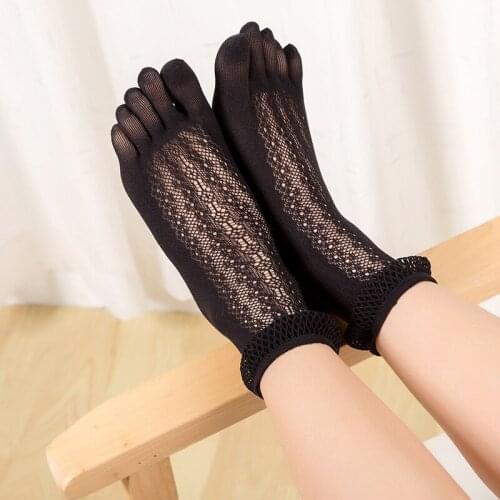 5 Pairs Women Silk Socks with Fingers Summer Thin Tear-resistant Breathable Nylon Sock Fashion Stretch Happy Socks With Toes Sox