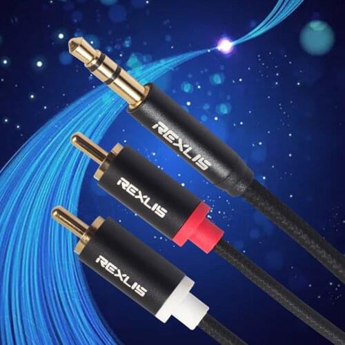 2019 new RCA Cable 2RCA to 3.5 Audio Cable RCA 3.5mm Jack RCA AUX Cable for computer Subwoofer Audio