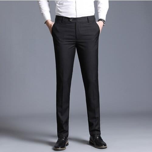 2019 New High Quality Goods Mens Solid Color Business Suit Pants / Mens High-grade Straight Casual Slim Suit Pants 28-37