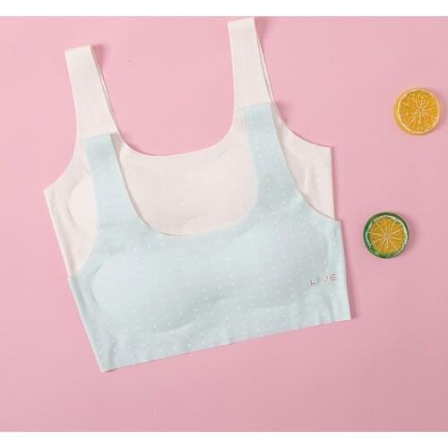 New ice silk seamless underwear series for girls dot love underwear summer thin detachable cotton pad seamless nude feeling