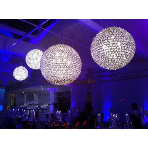 New style 10pcs )20cm diameter )silver crystal hanging ball centerpiece candle holder for wedding hall decoration senyu1345