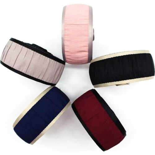 25mm/38mm pleated Fold lace ribbon 10 yards DIY handmade material headdress bow double hemline ruffles