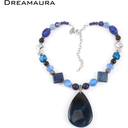 Bohemian style popular summer beach leisure fashion exaggeration handmade beads natural stone pendant necklace wholesale