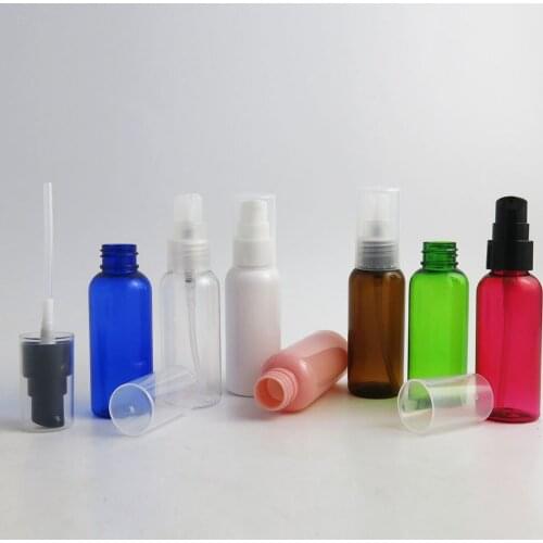 50 x 50ml Portable Plastic Perfume Bottle 50cc Round Shoulder 5/3oz Cute Black White Clear Plastic Pump Cosmetic Containers