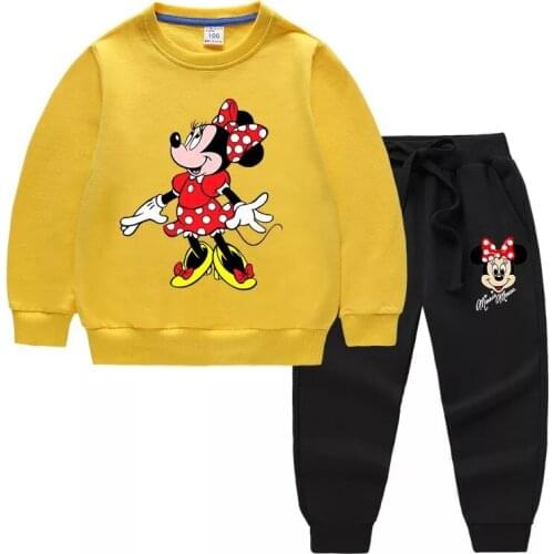 Cartoon Minnie Print Girl Clothes Set Baby Hoodies Sweatshirt+Pants 2 Piece Sport Suits Toddler Kids Tracksuit Outfits