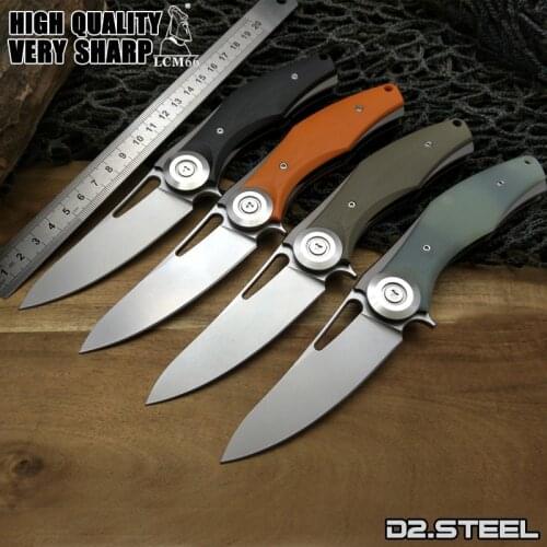 LCM66 high quality Folding Knives D2 Blade G10 Handle Flipper Tactical Knife Outdoor Camping Survival Sharp knife EDC Tool