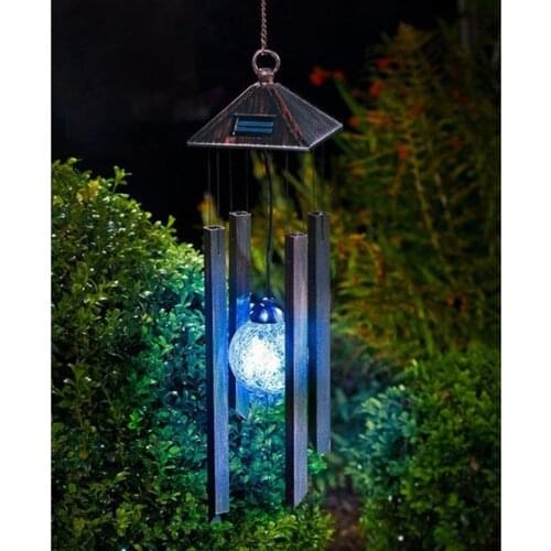 Solar LED Wind Bell Light Outdoor Landscape Garden Light Decorative Chandelier Hanging Light Colorful Wind Bell Light