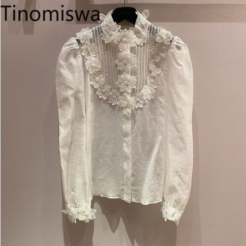 Tinomiswa Women Elegant Blouse Spring Stand Collar Full Sleeve Blusas Tops Fashion Women Office Lady Solid Shirts A2592