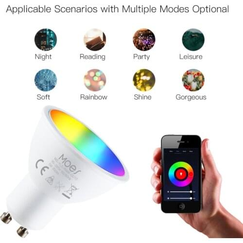 GU10 Spotlight WiFi Smart Light Bulb 5w RGB+CW 2800-6200K Smart Bulb App Remote Control RGB Light Lamp For Alexa Google Home