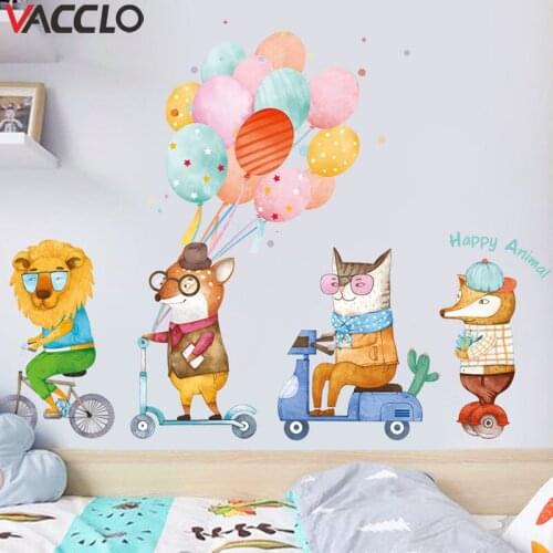 Vacclo Creative Color Balloon Animal Car Childrens Room Decoration Wall Stickers Waterproof DIY Door Window Cabinet Stickers
