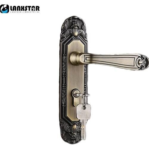 High Quality Hard Zinc Alloy Door Locks Antique Europeum Style Hotel Anti-theft Door Mechanical Indoor Handle Lock