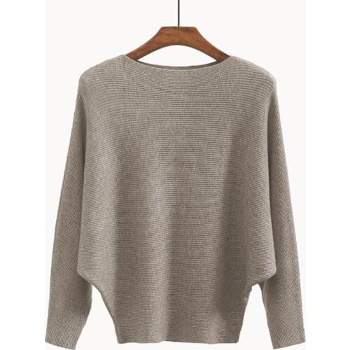 Womens Sweaters and Pullovers Coat Batwing Sleeves Loose Cashmere Sweatershirt Slash neck Female Wool Knitted Brand Jumpers