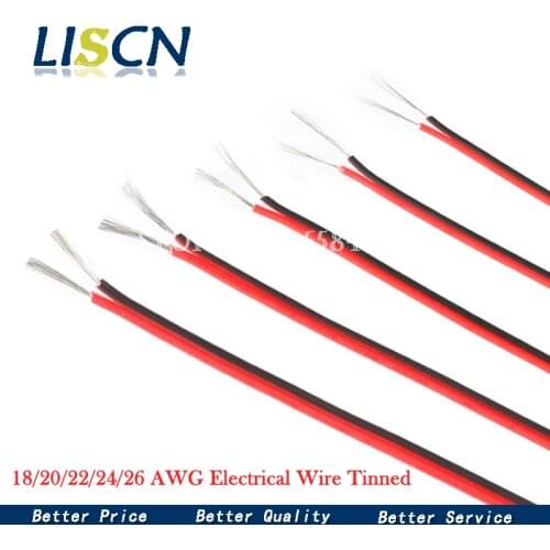 10 Meters 18/20/22/24/26 Gauge AWG Electrical Wire Tinned Copper Insulated PVC Extension LED Strip Cable Red Black