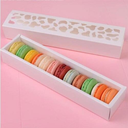 200Pcs/Set Cookies Packing Box White Hollow Cake Macaron Boxes Container Cupcake Storage Holder Wedding Party Events Favor Gift