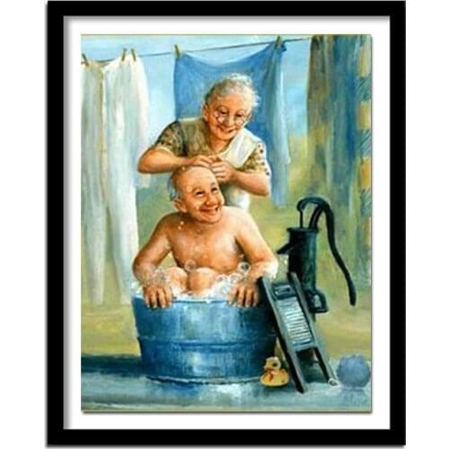 3D DIY Full Square Diamond Embroidery Old Couple Needlework Cross Stitch Diamond Painting Home Decor Decoration