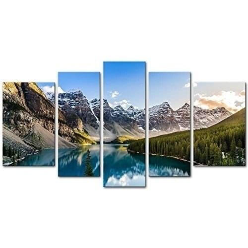 5 Pieces Wall Art Picture For Home Decor Artwork Wall Decor Canadian Rocky Mountains Landscape Print On Canvas
