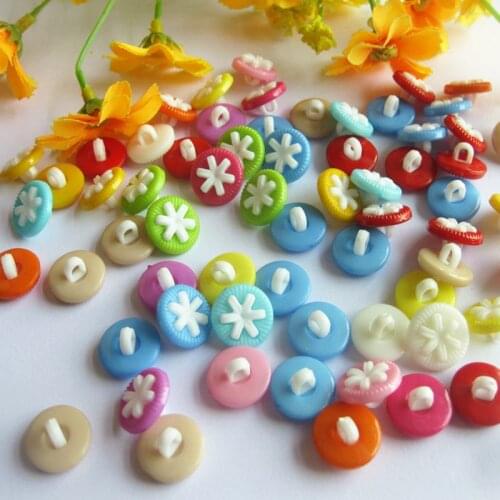50PCS 14MM Dyed Plastic flower buttons for sewing clothes accessories for craft scrapbooking accessories