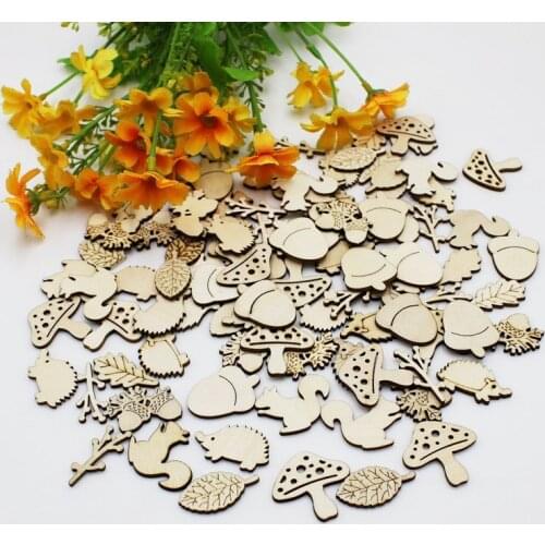 50PCS Natural Wooden Unfinished Animal Snail Rabbit for Craft Handmade Embellishment Scrapbook Laser Cut DIY Decor Ornaments
