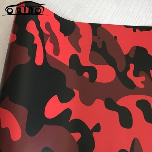 50cmx200cm Black Red Camouflage Vinyl Car Wrap Foil With Air Bubble Adhesive Motorbike Scooter Car Sticker Decal Wrapping