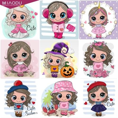 5D Diamond Painting Cartoon Cute Little Girl llustration Cross Stitch Kits Embroidery Baby Childrens Room Home Decor Gifts