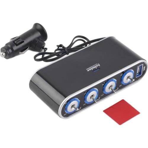 4 Way Multi Socket Car Charger Vehicle Auto Car Cigarette Lighter Socket Splitter & Dual USB Ports Plug Adapter 12v 24v