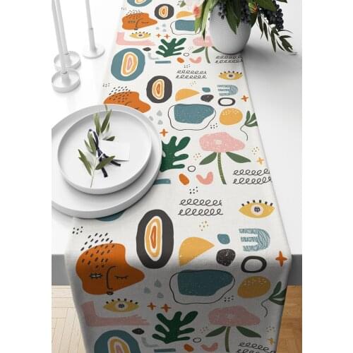 Runner 40*140 Cm Abstract Textured Suede Woven Table Cloth Quality Stylish Kitchen Living Room