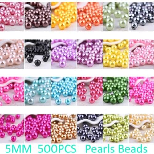 Free Shipping 5mm 500pcs 22 colors, ABS Imitation Pearl Round Plastic Beads, Making jewelry diy beads, Jewelry Handmade necklace