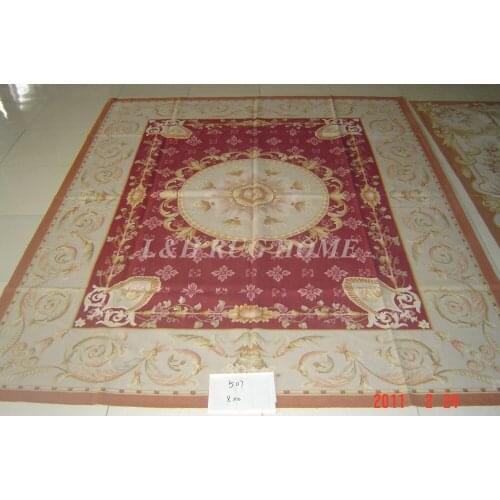 Free shipping 9'x12' French style aubusson carpets hand knotted rugs Woolen French Aubusson Rugs high quality rug