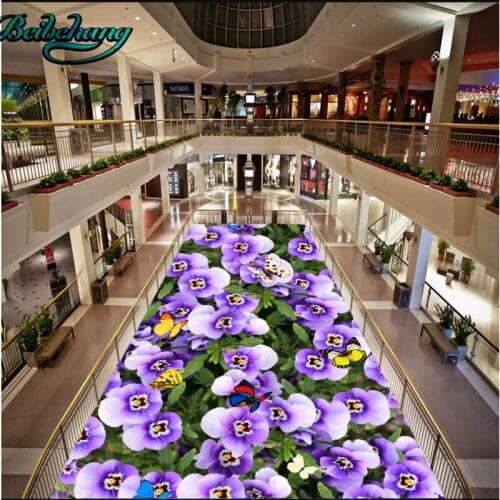 Beibehang Large Custom Wallpaper Mural Flower Flower 3D House Flooring Mosaic Living Room Bathroom Thicker Floor Painting