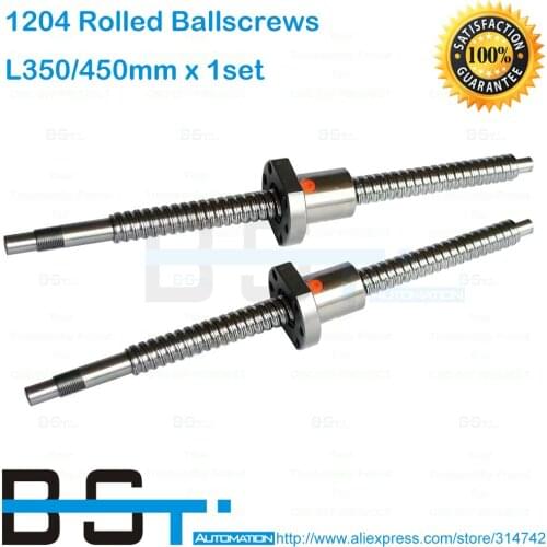 BSTMOTION Free Shipping for SFU1204 rolled ball screw L=350mm and 450mm with 1204 Ballscrew nut in standard end machining