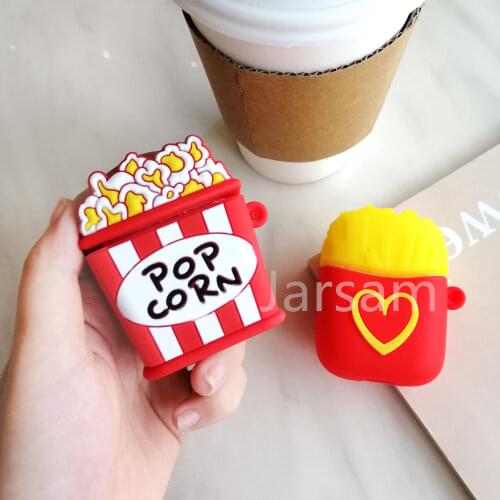 For Airpods 2 Case Silicone Popcorn Cartoon Cover For Apple Airpods Case Cute Earphone 3D Headphone case