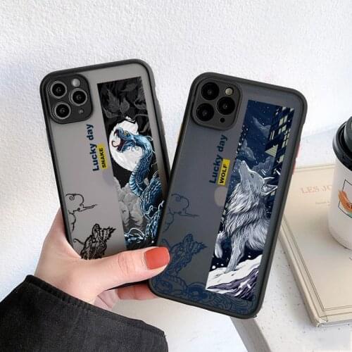 Phone Case For iPhone 11 12 Pro max mini X XR XS Max 6s 7 8 Plus SE 2020 Hard Chinese style Ferocious Beast dragon tiger Cover