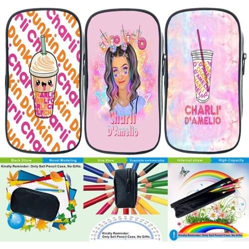 Charli Damelio Pencil Case Small Gift Estuches School Pencil Box Kawaii Pencilcase Pen Bag School Supplies Stationery