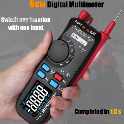 SEAYA Mini Color LCD Digital Multimeter Automatic Range True RMS Voltmeter Voltage Pen Capacitance NCV Tester Multimeter