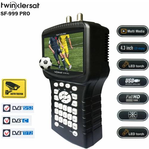 Digital Satellite & Terrestrial & Cable HD Combo Signal Meter SF-999 PRO 4.3" Screen Spectrum Analyzer Youtube WiFi Powervu CS