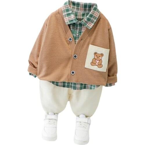 Spring Autumn Children Cartoon Clothes Baby Boys Jacket Shirt Pants 3Pcs/sets Kids Infant Costume Toddler Girls Cotton Tracksuit