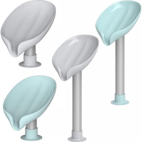 Long/Short Leaf Shape Soap Holder Box Bathroom Kitchen Non-slip Drain Stand