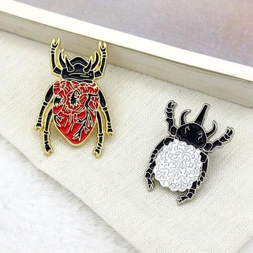 Elephant beetle Hercules beetle Enamel Brooch rhino beetle Brain heart Creative insects Lapel Pin Backpack Punk Badge Gifts
