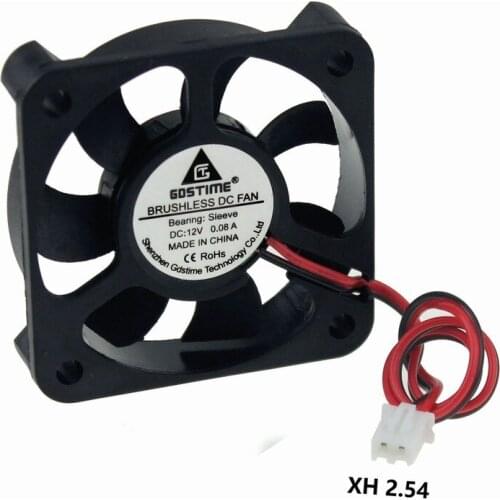 Gdstime 5 Pcs DC 12V 2Pin 50x50x10mm 5010 7 Blades Small 5cm Chip Brushless Cooling Cooler Fan 50mm x 10mm