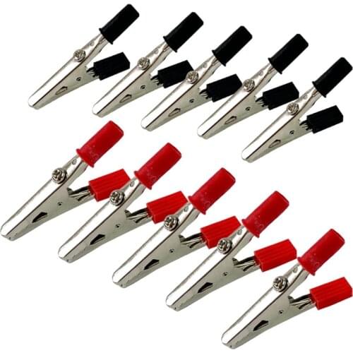 Hot 10pcs 50mm Plastic Handle Test Probe Metal Alligator Clips Connector Connect Socket Plug for Battery